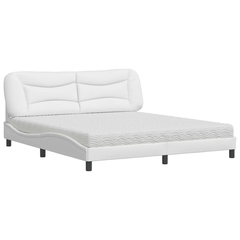 Bed met matras kunstleer wit 180x200 cm