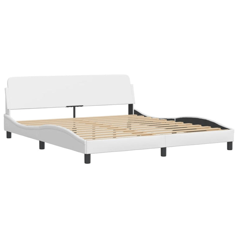 Bed met matras kunstleer wit 180x200 cm