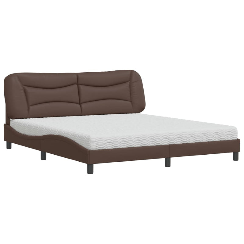 Bed met matras kunstleer bruin 180x200 cm