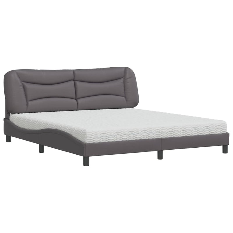Bed met matras kunstleer grijs 180x200 cm