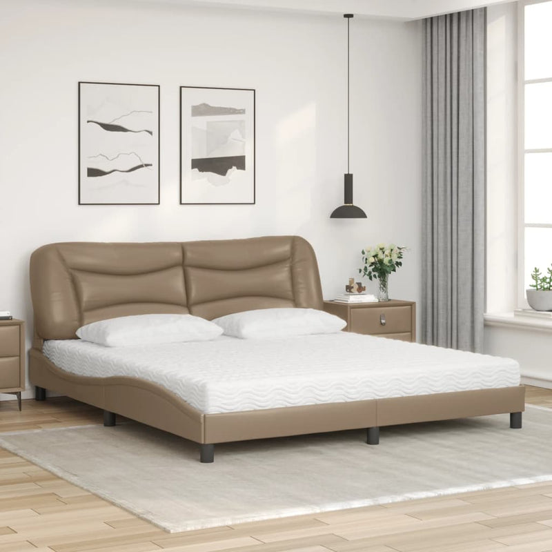 Bed met matras kunstleer cappuccinokleurig 180x200 cm