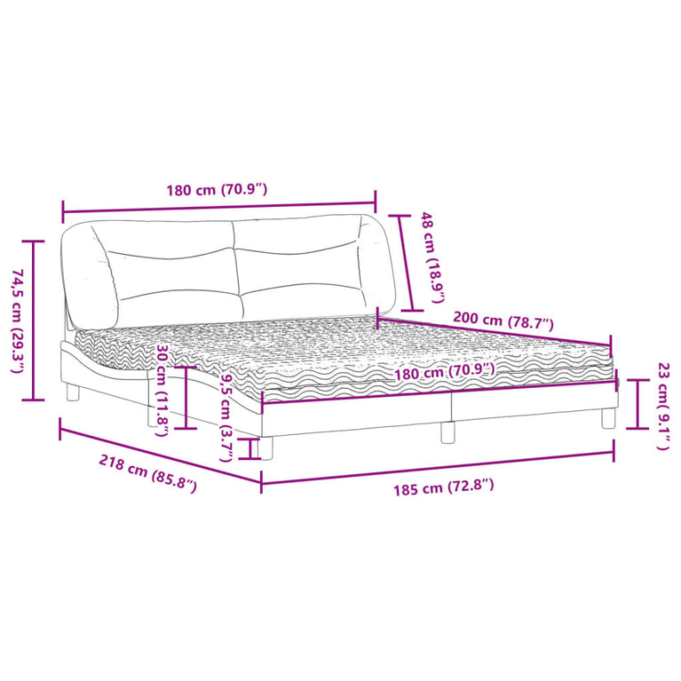 Bed met matras kunstleer cappuccinokleurig 180x200 cm