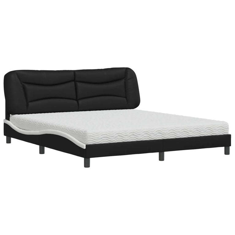 Bed met matras kunstleer zwart en wit 180x200 cm