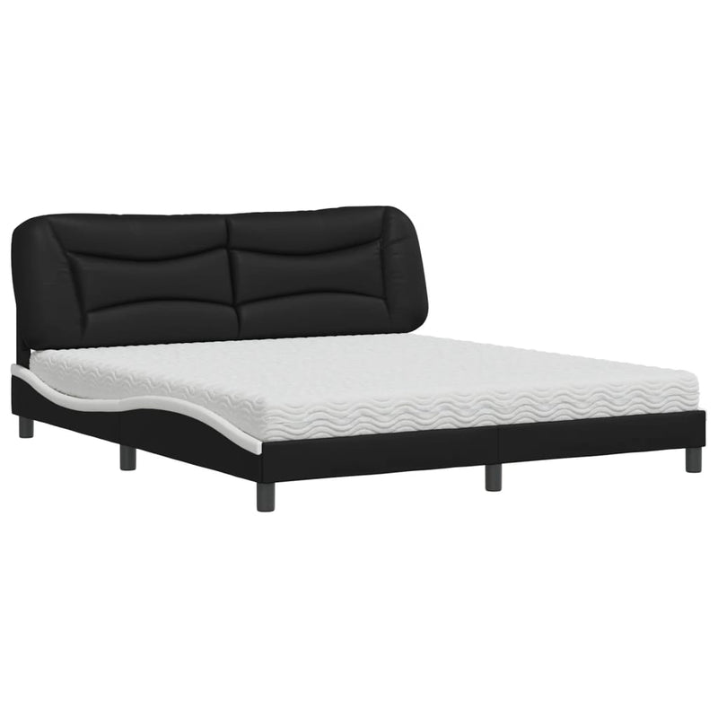 Bed met matras kunstleer zwart en wit 180x200 cm