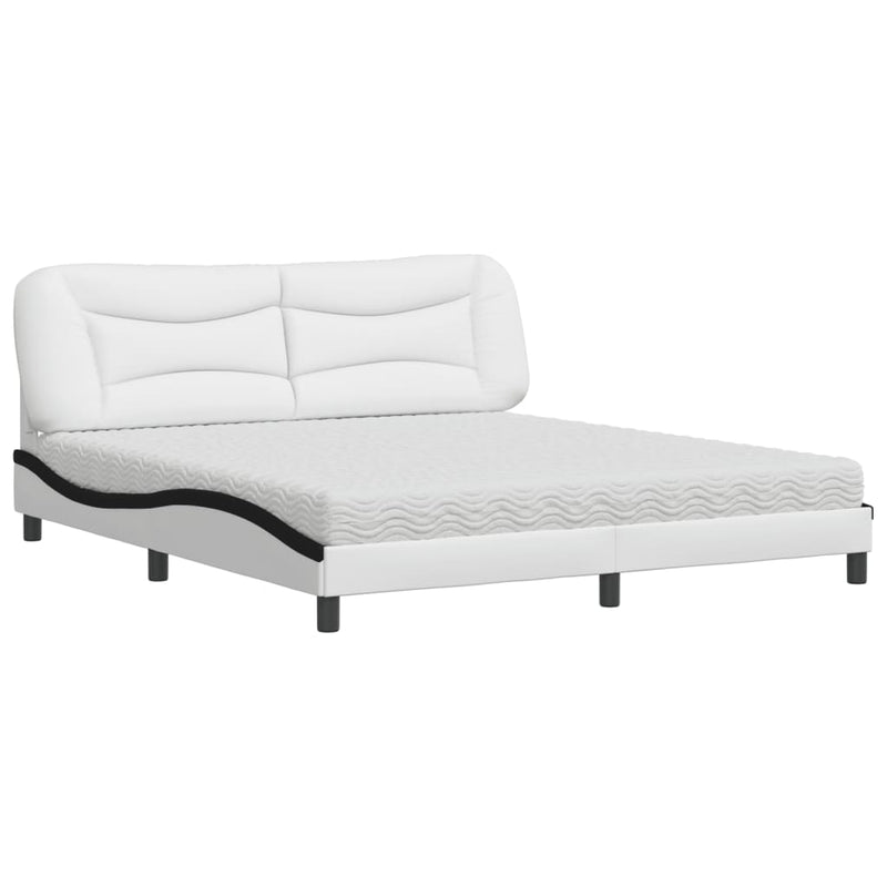 Bed met matras kunstleer wit en zwart 180x200 cm