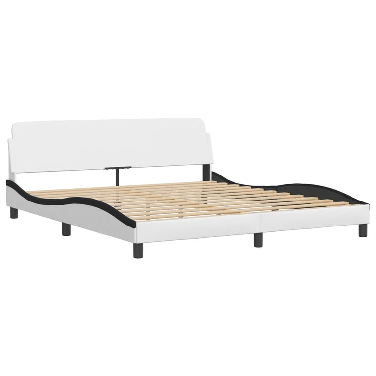 Bed met matras kunstleer wit en zwart 180x200 cm