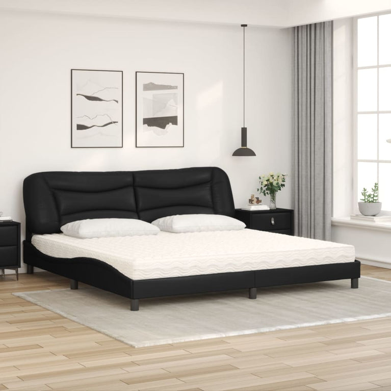 Bed met matras kunstleer zwart 200x200 cm
