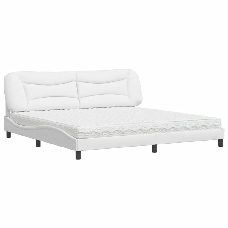 Bed met matras kunstleer wit 200x200 cm