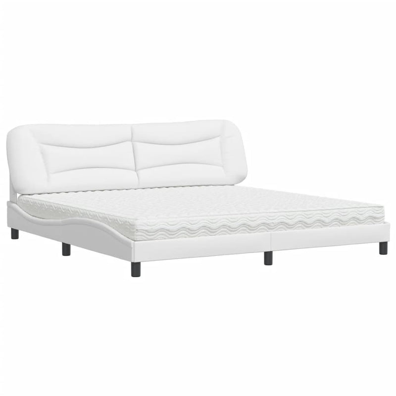 Bed met matras kunstleer wit 200x200 cm
