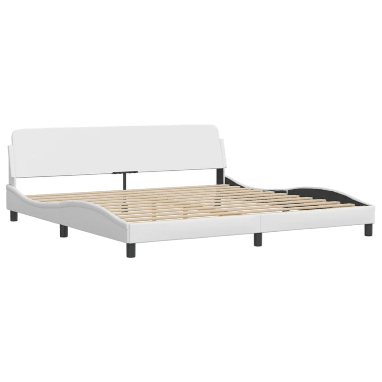 Bed met matras kunstleer wit 200x200 cm