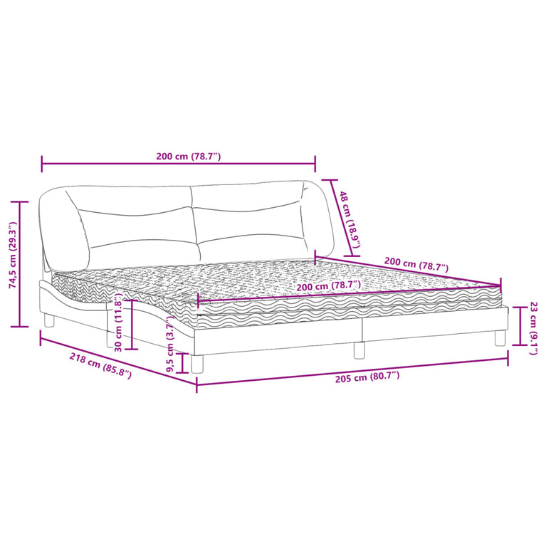 Bed met matras kunstleer wit 200x200 cm