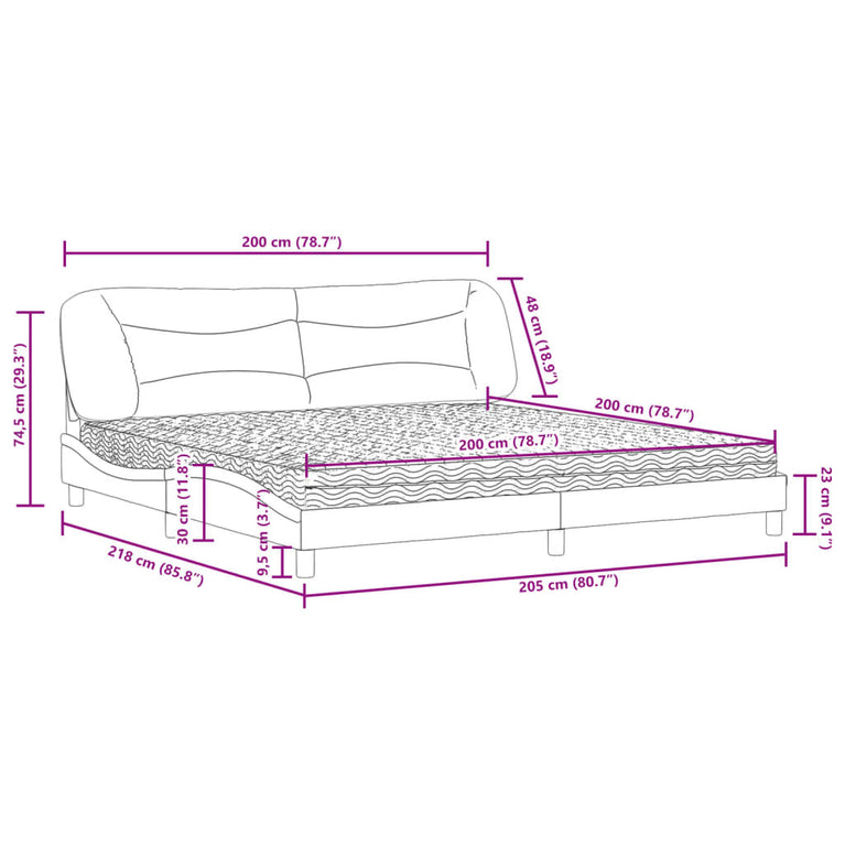 Bed met matras kunstleer bruin 200x200 cm