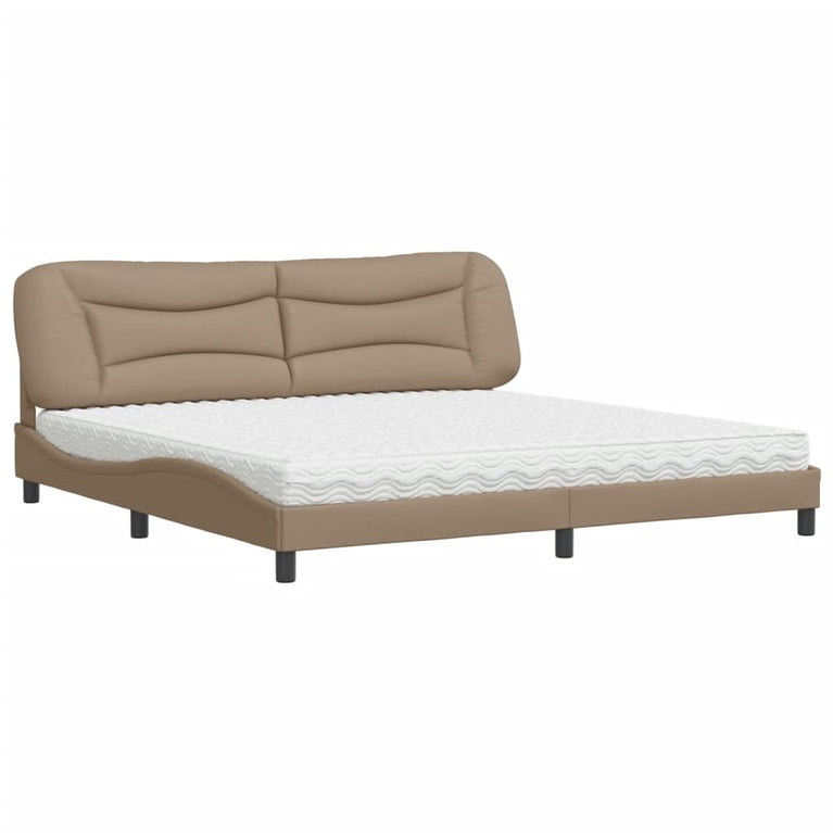Bed met matras kunstleer cappuccinokleurig 200x200 cm