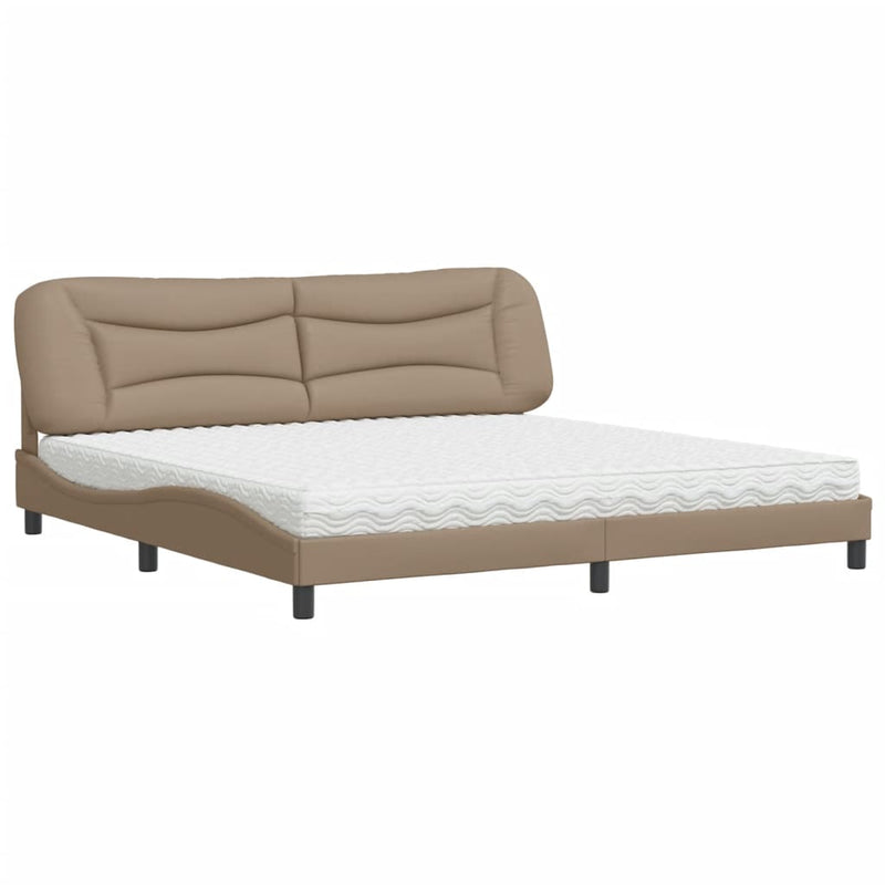 Bed met matras kunstleer cappuccinokleurig 200x200 cm