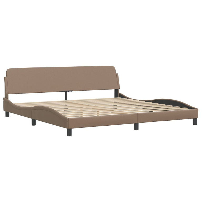 Bed met matras kunstleer cappuccinokleurig 200x200 cm