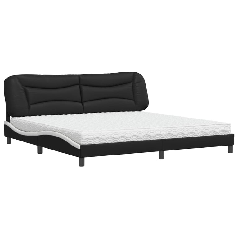 Bed met matras kunstleer zwart en wit 200x200 cm