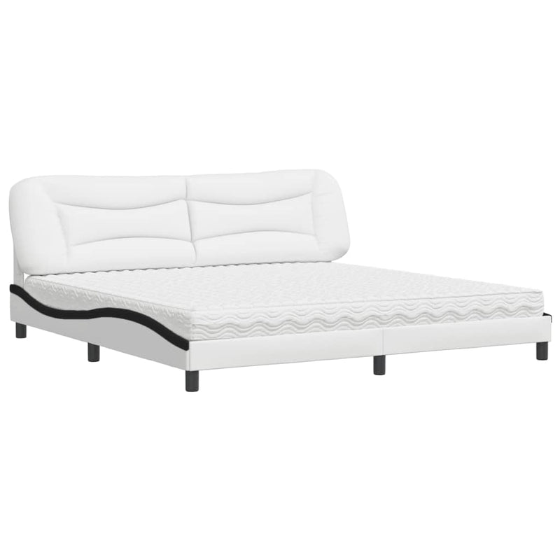 Bed met matras kunstleer wit en zwart 200x200 cm