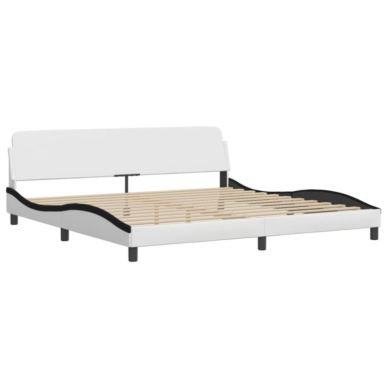 Bed met matras kunstleer wit en zwart 200x200 cm