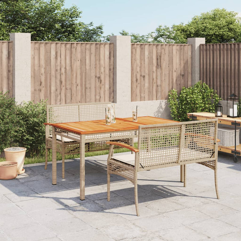 3-delige Tuinset met kussens poly rattan beige
