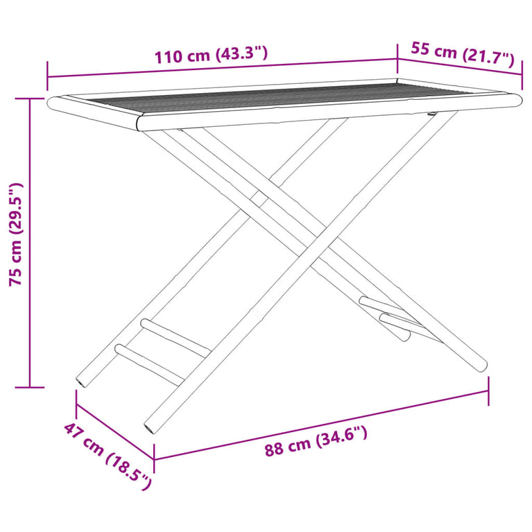 Tuintafel inklapbaar 110x55x75 cm bamboe