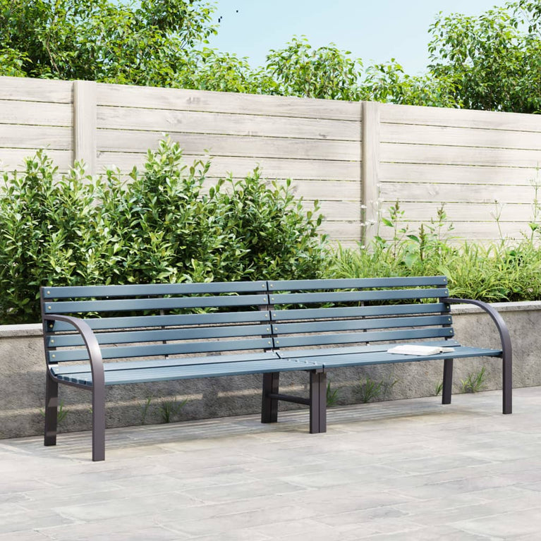 Tuinbank 225 cm massief vurenhout en gepoedercoat staal grijs