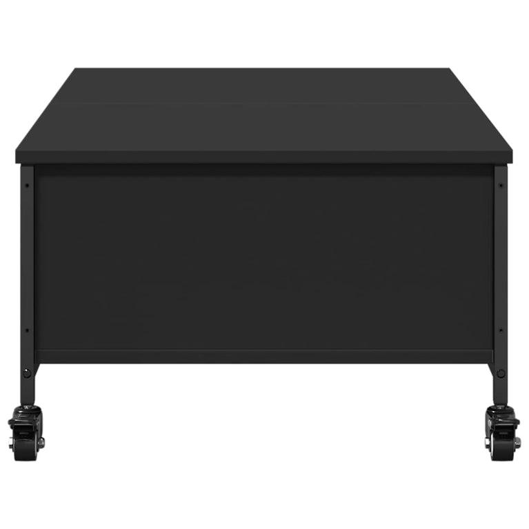 vidaXL Salontafel met wielen 91x55x34 cm  bewerkt hout zwart