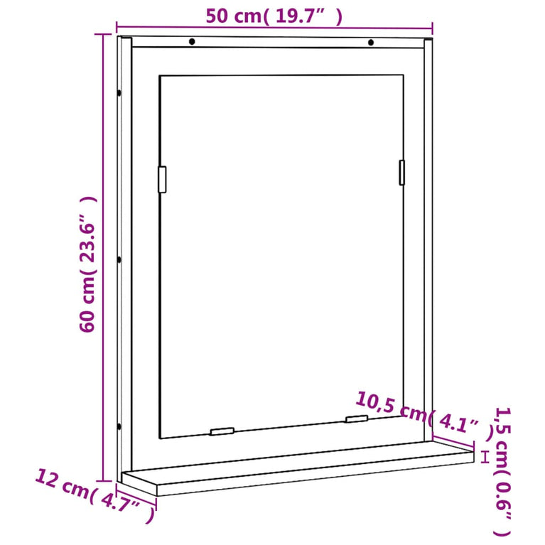 Badkamerspiegel met schap 50x12x60 cm hout gerookt eiken