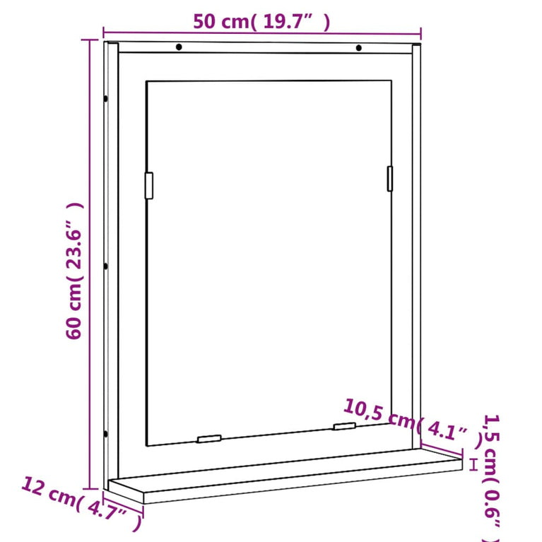 Badkamerspiegel met schap 50x12x60 cm hout bruin eikenkleurig