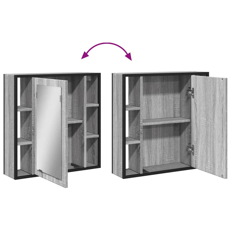 Badkamerspiegelkast 60x16x60 cm bewerkt hout grijs sonoma eiken
