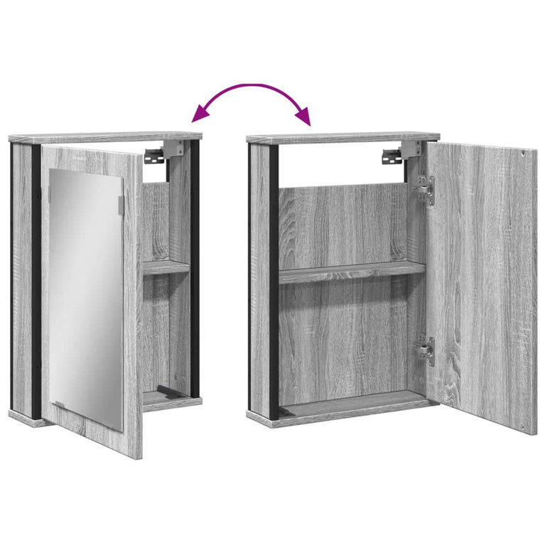 Badkamerspiegelkast 42x12x60 cm bewerkt hout grijs sonoma eiken