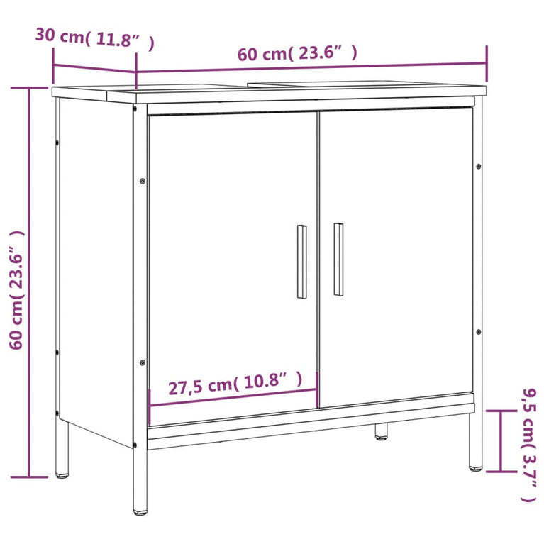 Wastafelkast 60x30x60 cm bewerkt hout sonoma eikenkleurig