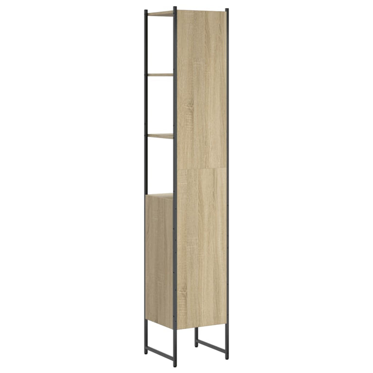 Badkamerkast 33x33x185,5 cm bewerkt hout sonoma eikenkleurig