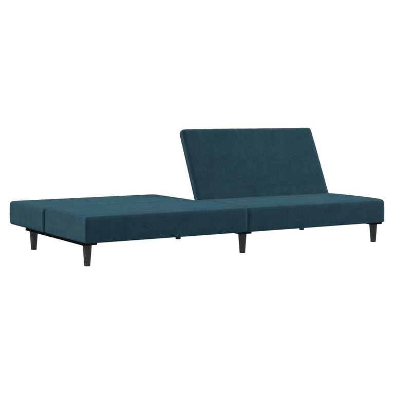 Slaapbank 2-zits fluweel blauw