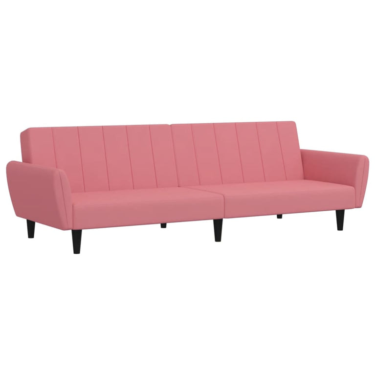 Slaapbank 2-zits fluweel roze