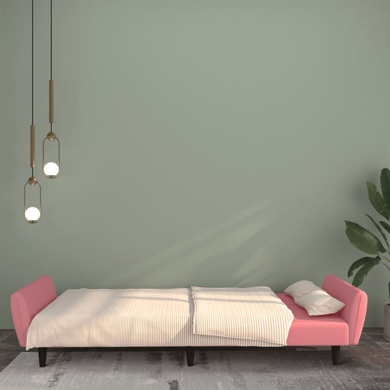 Slaapbank 2-zits fluweel roze