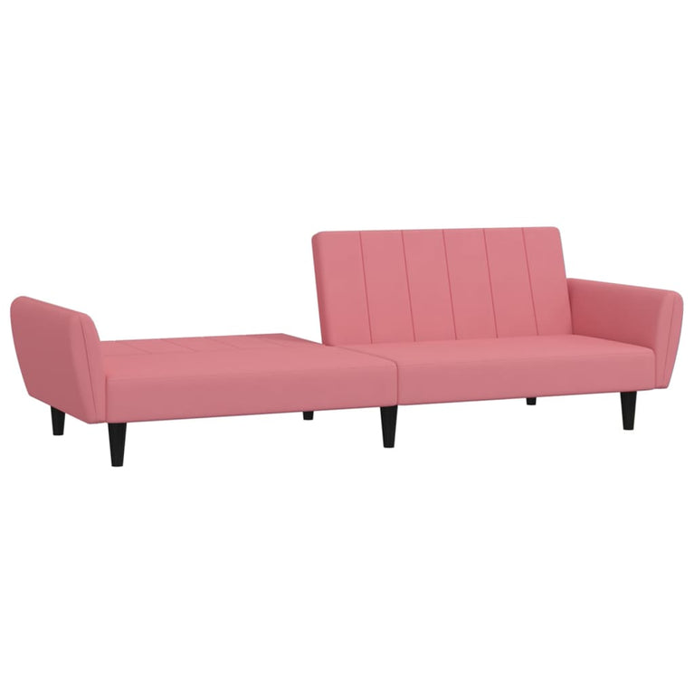 Slaapbank 2-zits fluweel roze