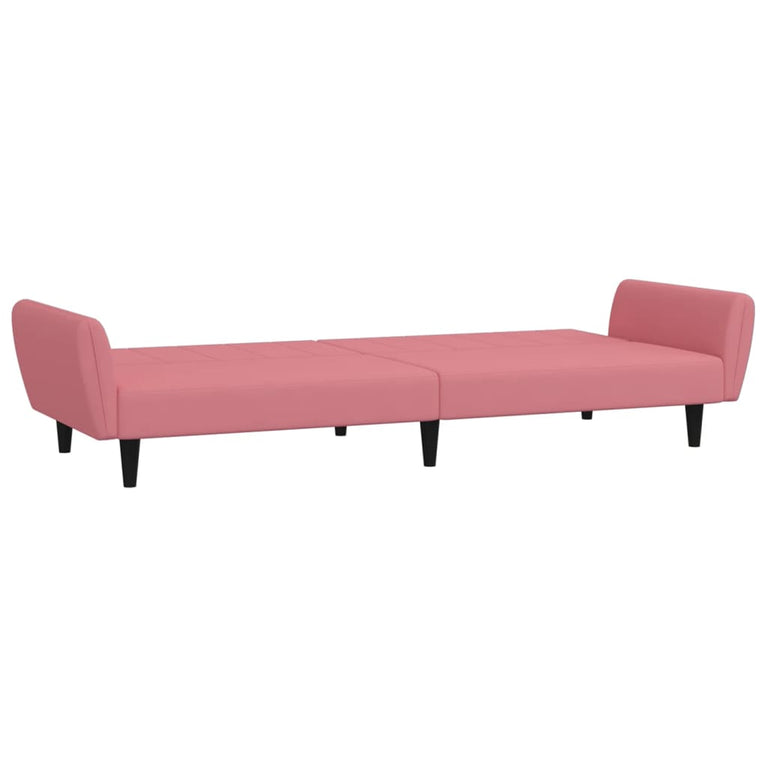 Slaapbank 2-zits fluweel roze