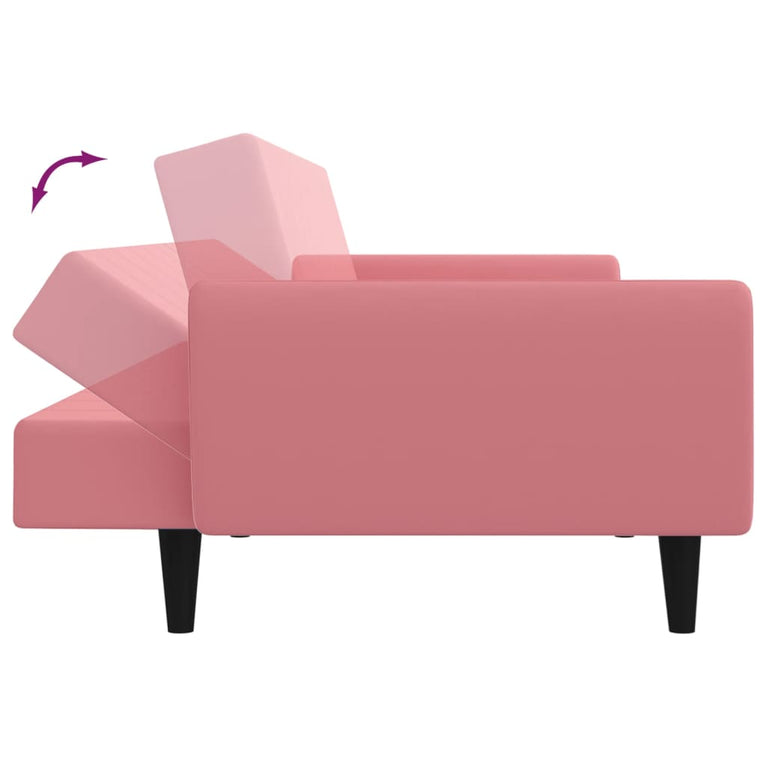 Slaapbank 2-zits fluweel roze