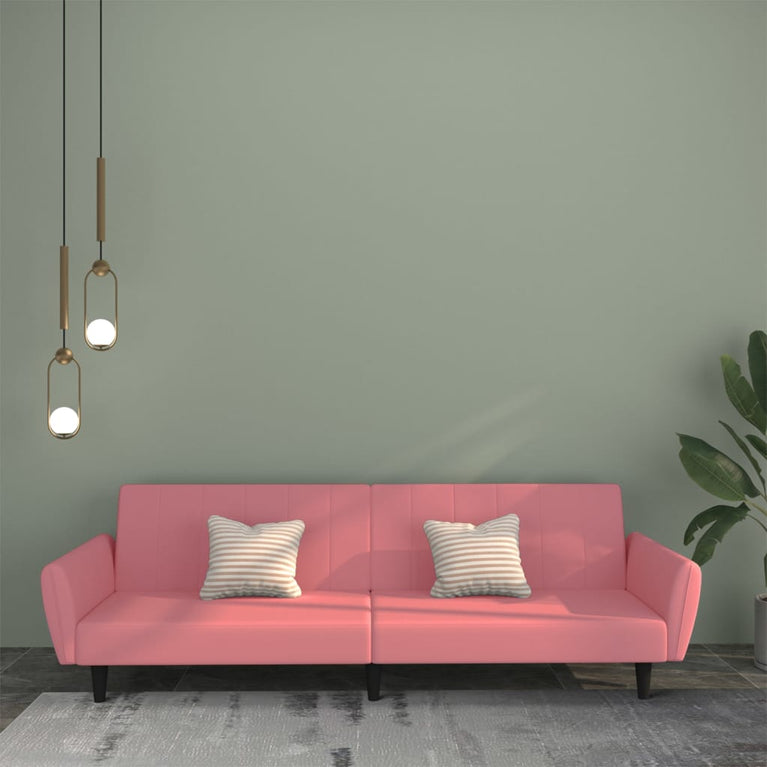 Slaapbank 2-zits fluweel roze