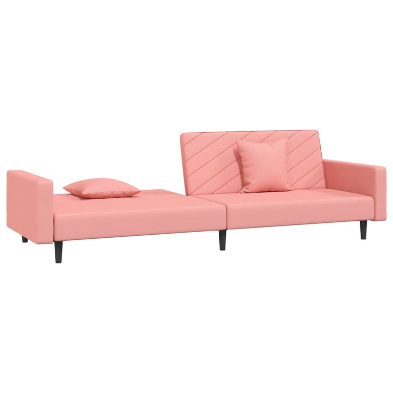 Slaapbank 2-zits met 2 kussens fluweel roze