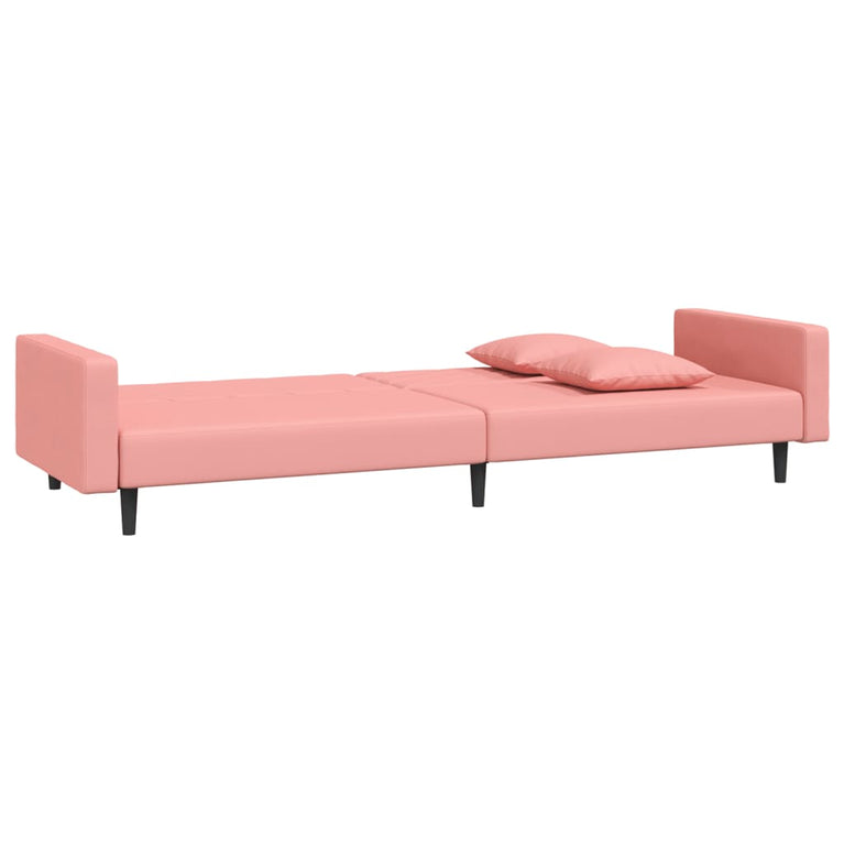 Slaapbank 2-zits met 2 kussens fluweel roze