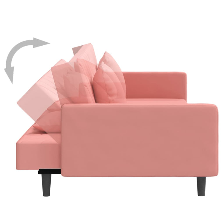 Slaapbank 2-zits met 2 kussens fluweel roze