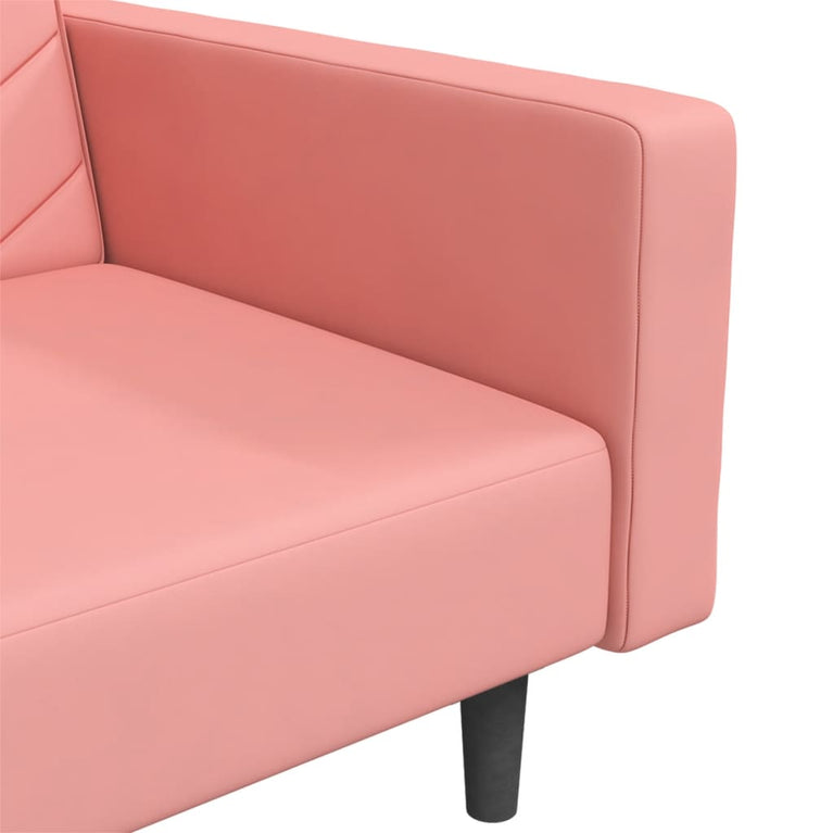 Slaapbank 2-zits met 2 kussens fluweel roze