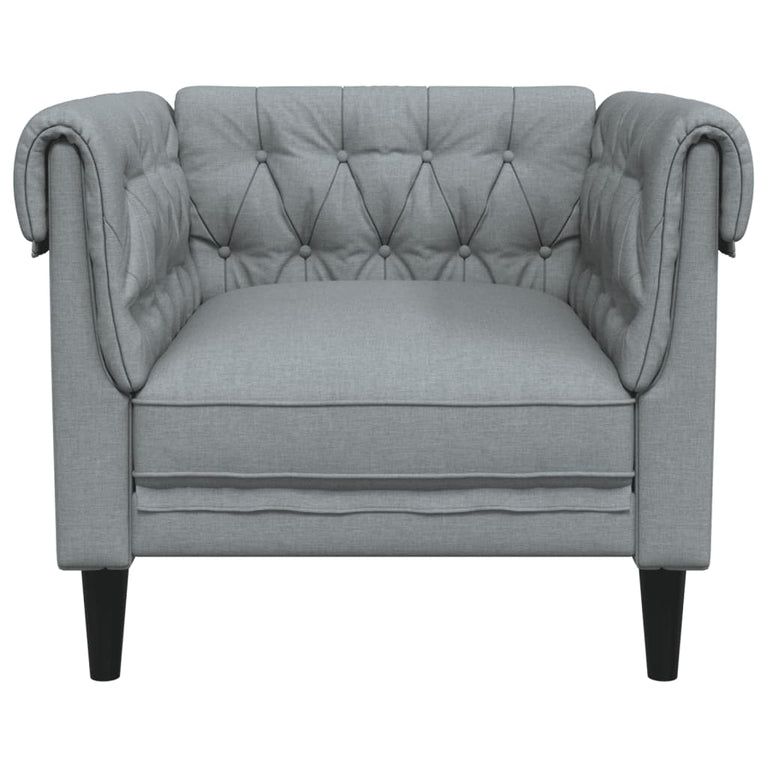 Fauteuil Chesterfield-stijl stof lichtgrijs