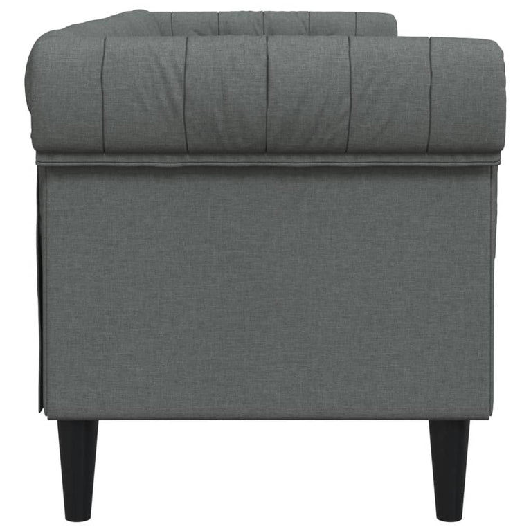 Driezitsbank Chesterfield-stijl stof donkergrijs