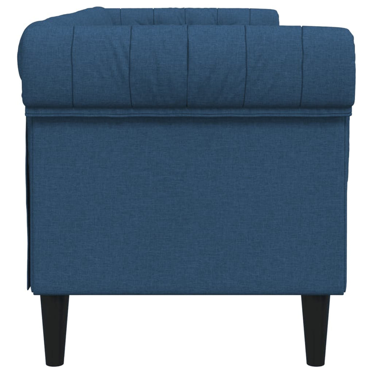 Driezitsbank Chesterfield-stijl stof blauw