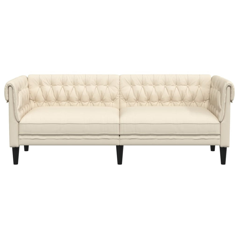 Driezitsbank Chesterfield-stijl stof crèmekleurig