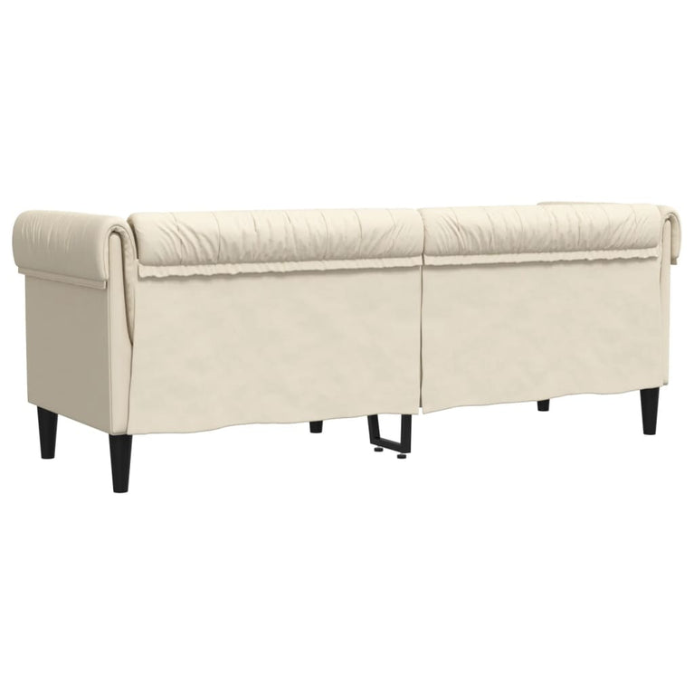 Driezitsbank Chesterfield-stijl stof crèmekleurig