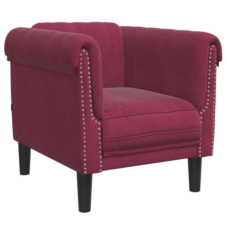 Fauteuil fluweel wijnrood