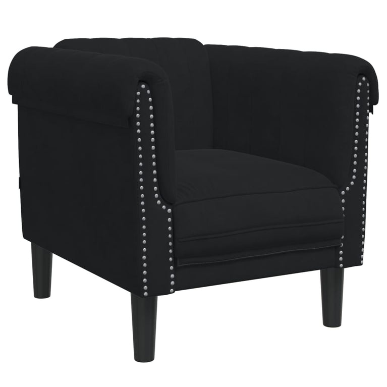 Fauteuil fluweel zwart